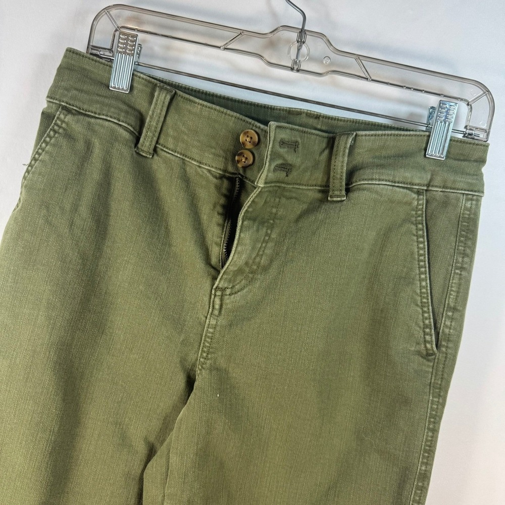 Talbots Womens Olive Green Straight Leg Chino Pants Stretch Size 6 28.5x26